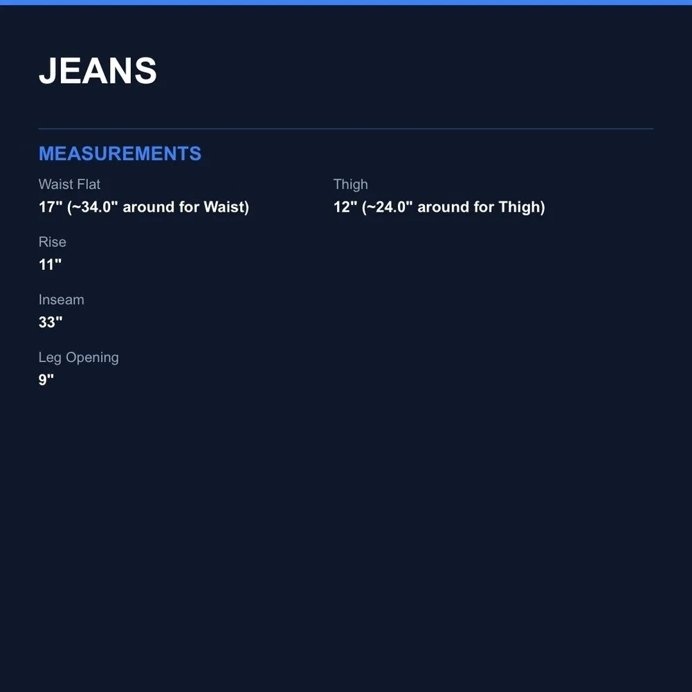 Levis measurements waist